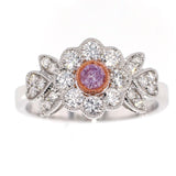 K18WG/PG ダイヤモンド リング 0.128ct Fancy Pink Purple I2 D0.62ct