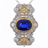 K18WG サファイア ダイヤモンド ペンダントネックレス 1.64ct D0.43ct