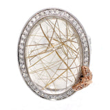 K18WG ルチルクオーツ ダイヤモンド リング 27.10ct D0.57ct