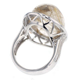 K18WG ルチルクオーツ ダイヤモンド リング 27.10ct D0.57ct