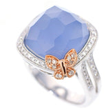 K18WG ラベンダーカルセドニー ダイヤモンド リング 10.64ct D0.39ct