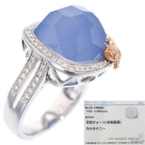 K18WG ラベンダーカルセドニー ダイヤモンド リング 10.64ct D0.39ct