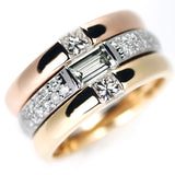 K18/Pt900 バゲット/プリンセスカットダイヤモンド リング 0.379ct D0.24ct