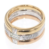 K18/Pt900 バゲット/プリンセスカットダイヤモンド リング 0.379ct D0.24ct