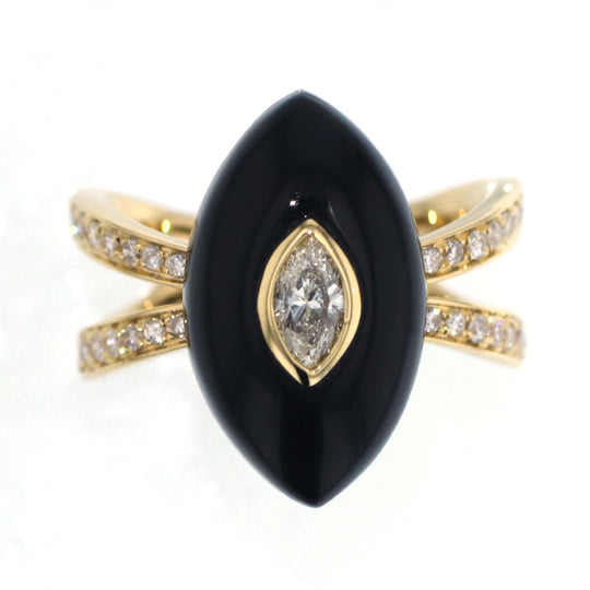K18YG ダイヤモンド オニキス リング D0.55ct