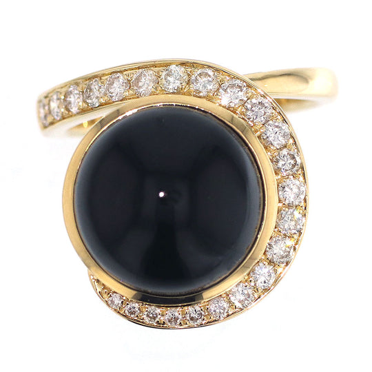 K18YG ダイヤモンド オニキス リング D0.50ct