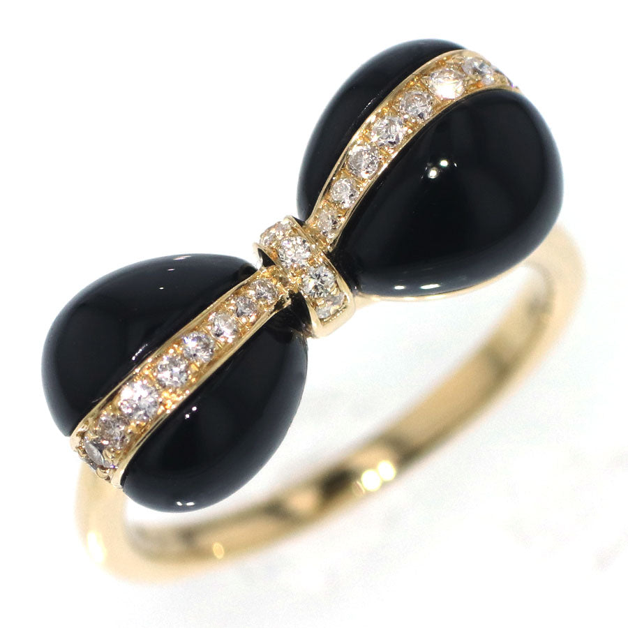 K18YG ダイヤモンド オニキス リング D0.19ct