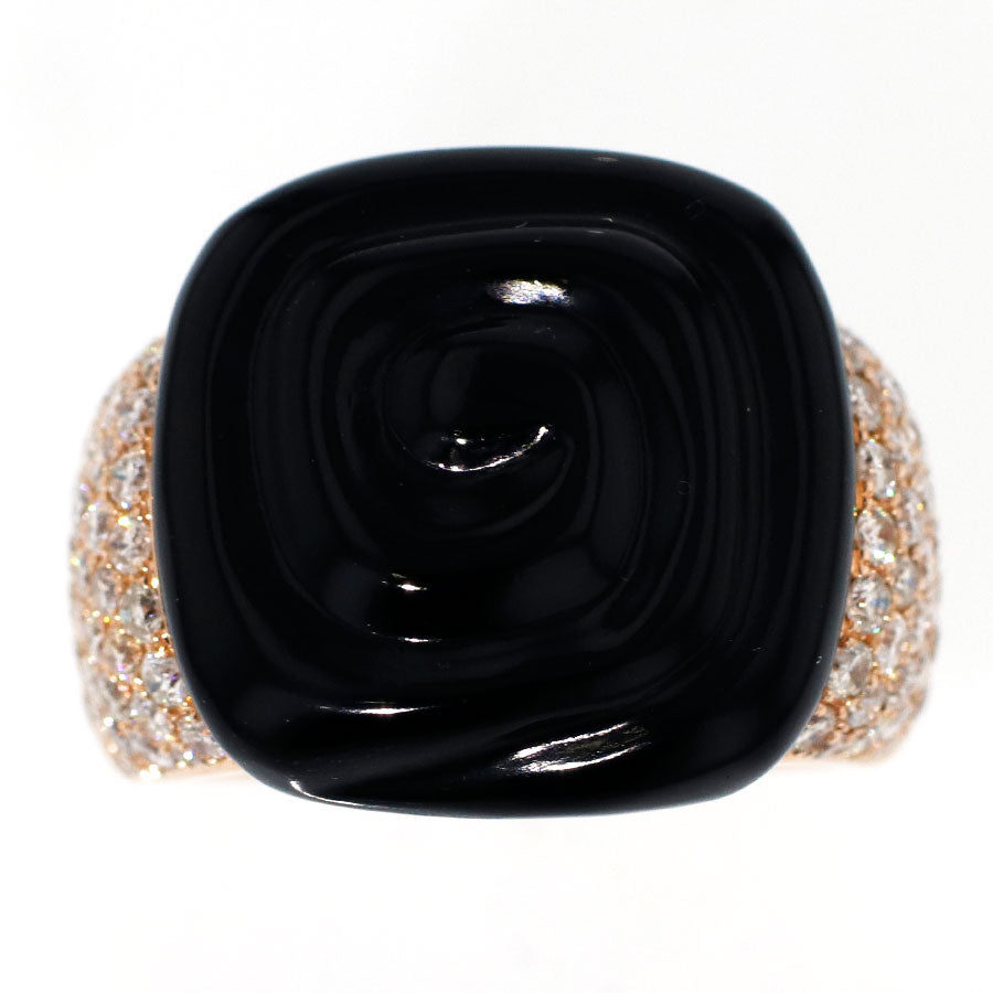 K18PG ダイヤモンド オニキス リング D1.25ct