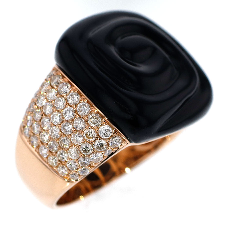 K18PG ダイヤモンド オニキス リング D1.25ct