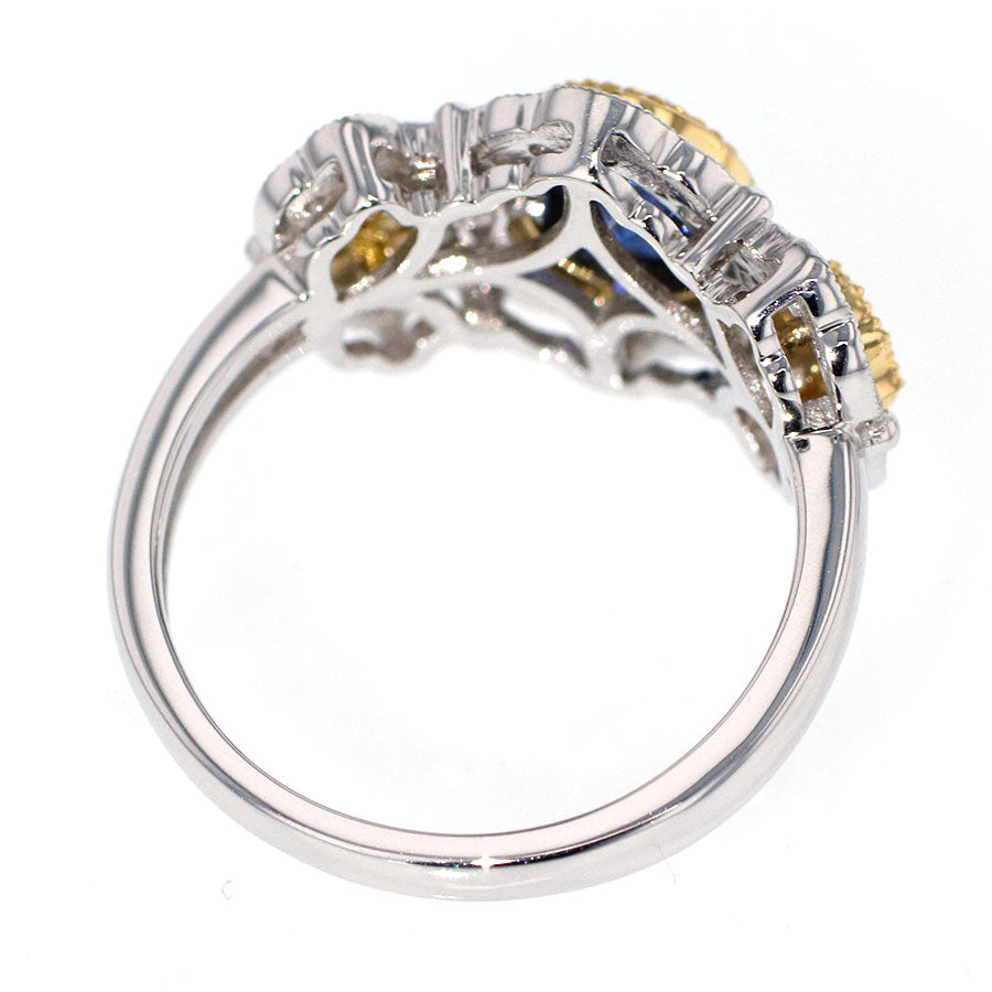 K18YG/WG サファイア ダイヤモンド リング 1.40ct D0.41ct