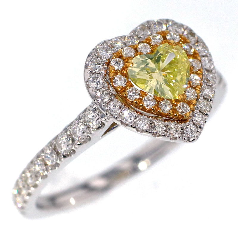 K18YG/WG ダイヤモンド リング 0.398ct Fancy Greenish Yellow VS2 D0.50ct