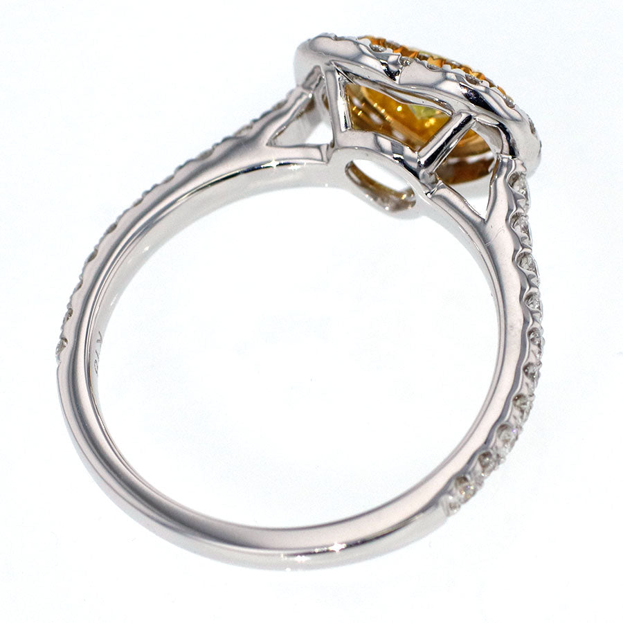 K18YG/WG ダイヤモンド リング 0.398ct Fancy Greenish Yellow VS2 D0.50ct