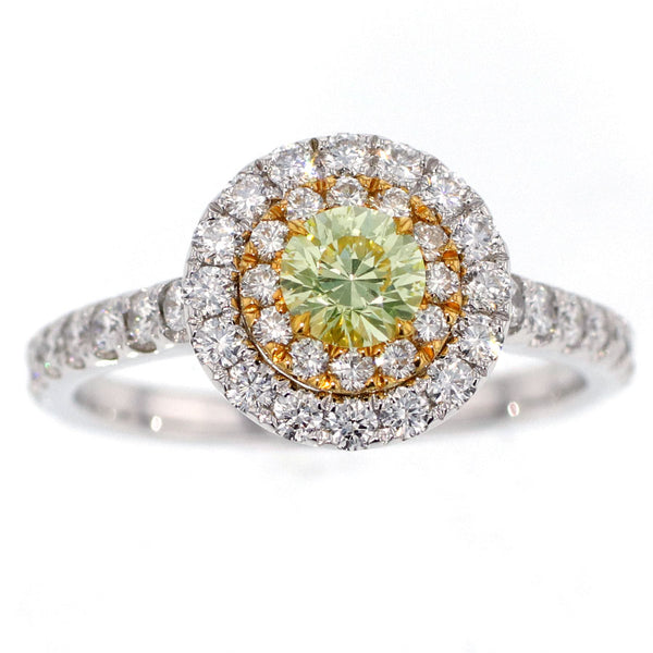 K18YG/WG ダイヤモンド リング 0.383ct Fancy Light Yellow Green ...