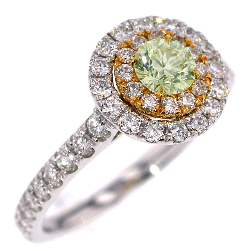 K18YG/WG ダイヤモンド リング 0.383ct Fancy Light Yellow Green SI1 D0.64ct