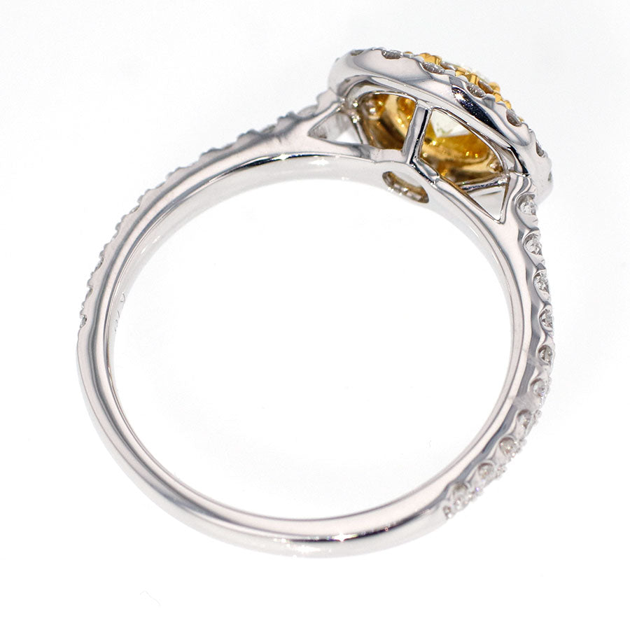 K18YG/WG ダイヤモンド リング 0.383ct Fancy Light Yellow Green SI1 D0.64ct