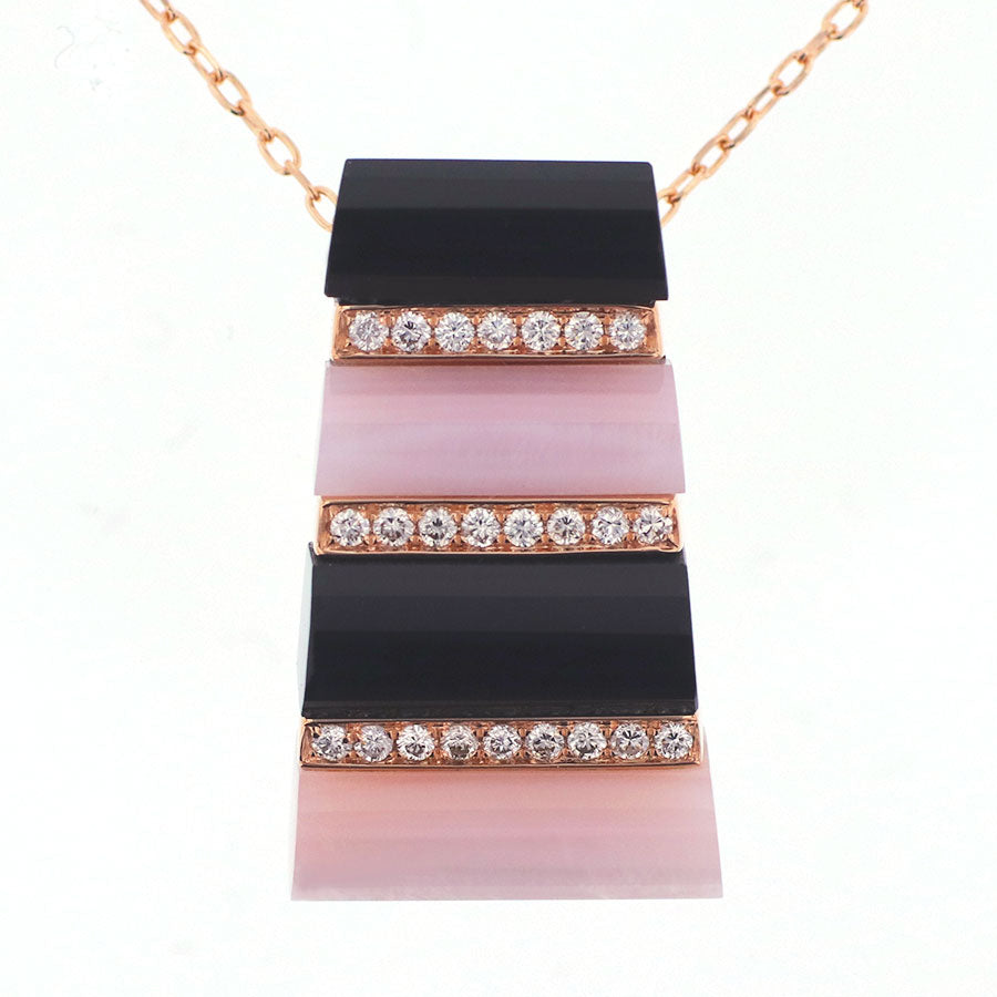 K18PG ダイヤモンド ペンダントネックレス D0.22ct シェル／オニキス