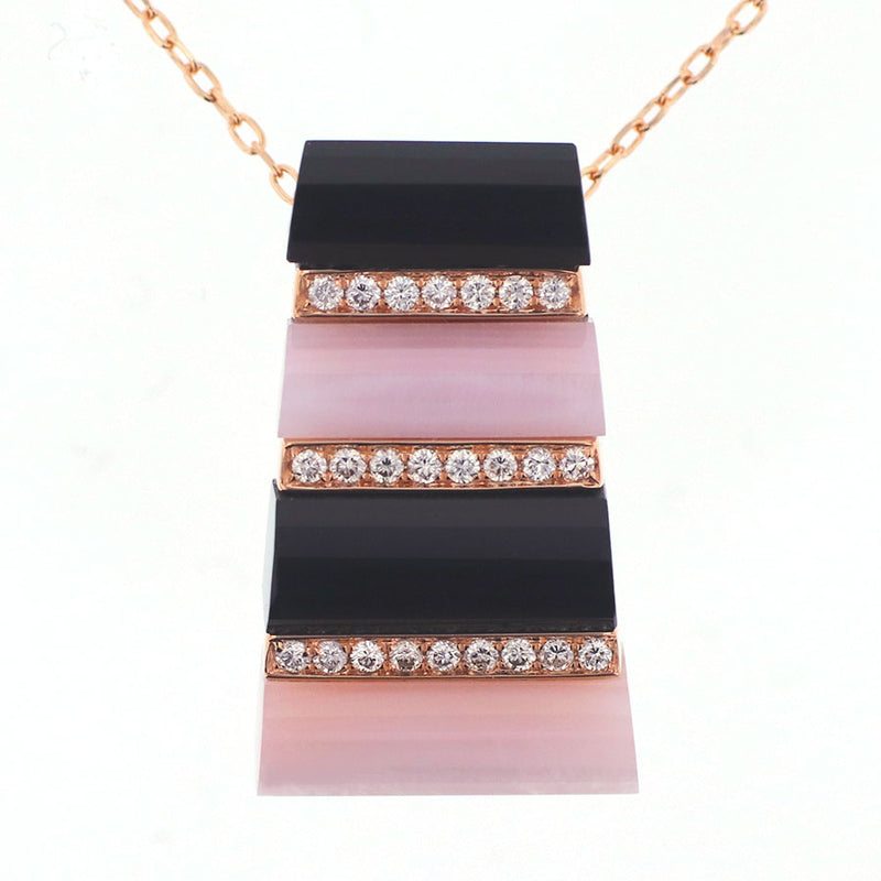 K18PG ダイヤモンド ペンダントネックレス D0.22ct シェル／オニキス