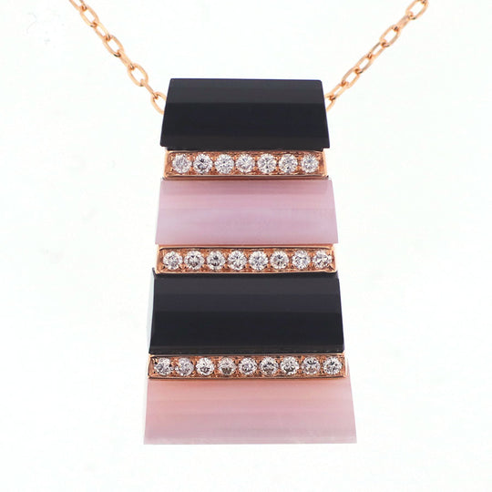 K18PG ダイヤモンド ペンダントネックレス D0.22ct シェル／オニキス
