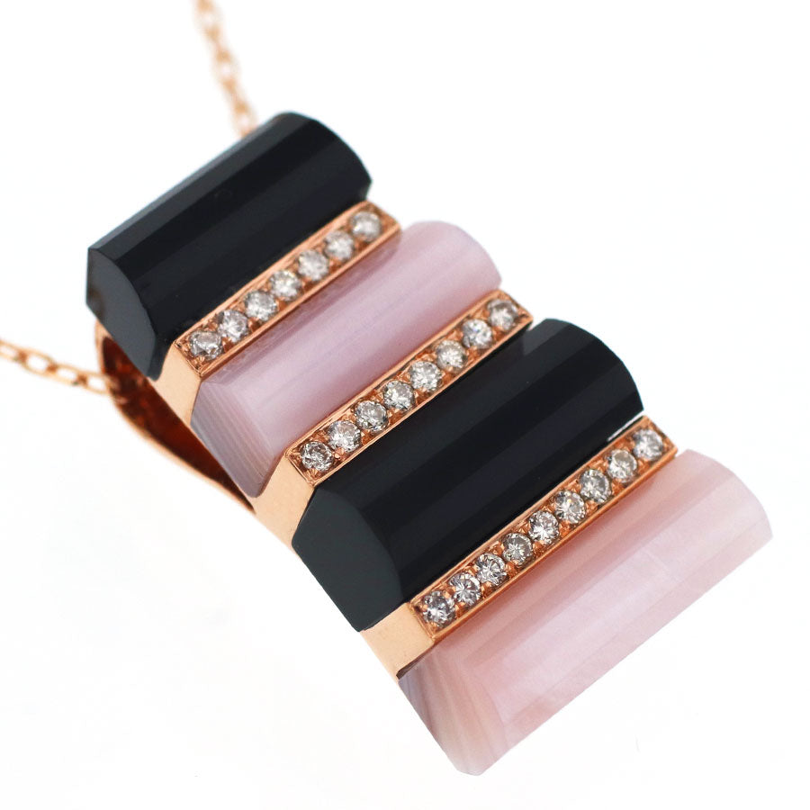 K18PG ダイヤモンド ペンダントネックレス D0.22ct シェル／オニキス