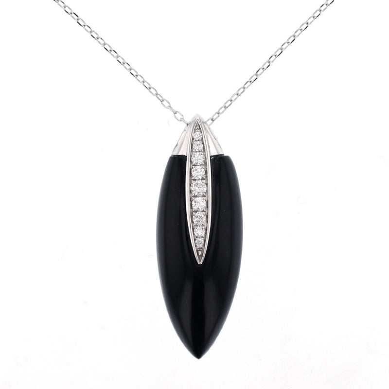 K18WG ダイヤモンド オニキス ペンダントネックレス D0.15ct
