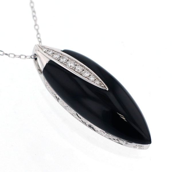 K18WG ダイヤモンド オニキス ペンダントネックレス D0.15ct