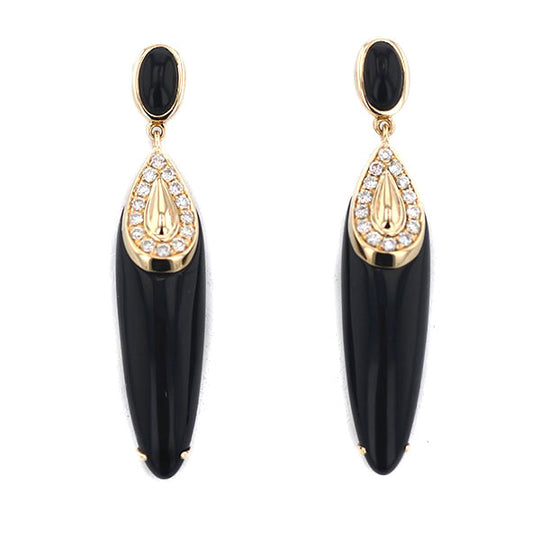 K18WG/YG ダイヤモンド オニキス ピアス D0.18ct