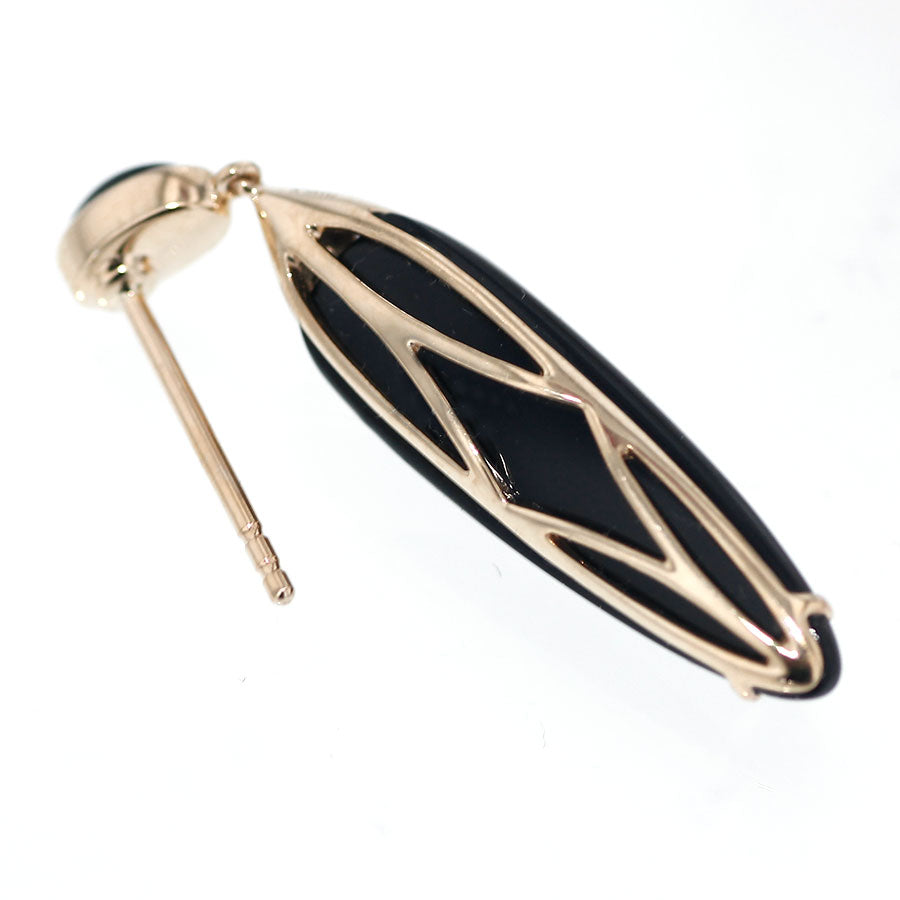 K18WG/YG ダイヤモンド オニキス ピアス D0.18ct