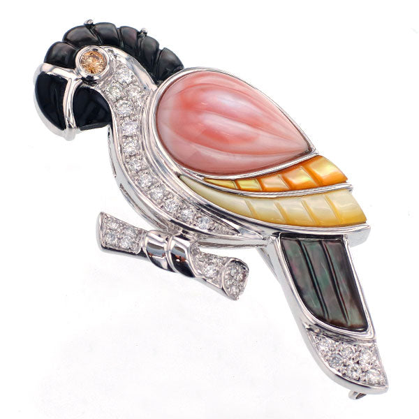 K18WG ダイヤモンド シェル ブローチ D0.30ct