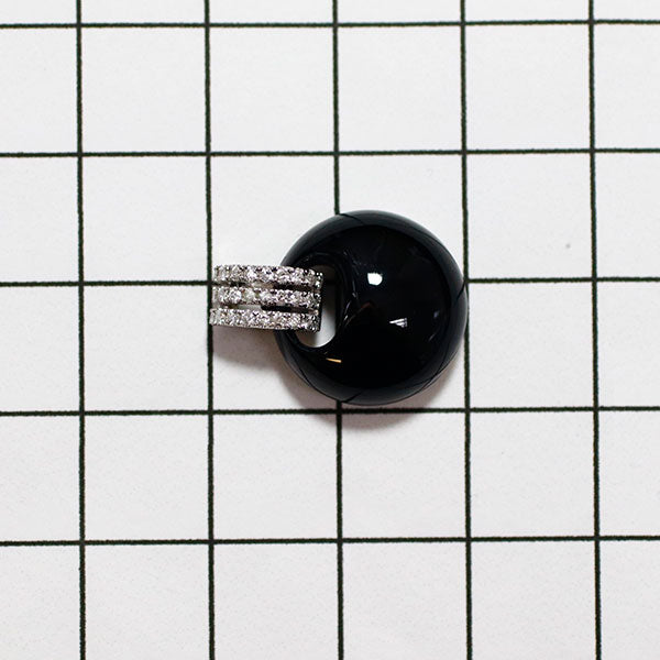 K18WG ダイヤモンド オニキス ペンダントトップ D0.16ct