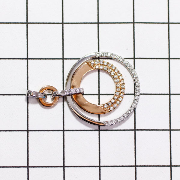 K18WG/PGダイヤモンドペンダントトップ D0.22 4.2g K18YG&frasl;PG1.0ctUPダイヤモンド ペンダントダイヤモンド