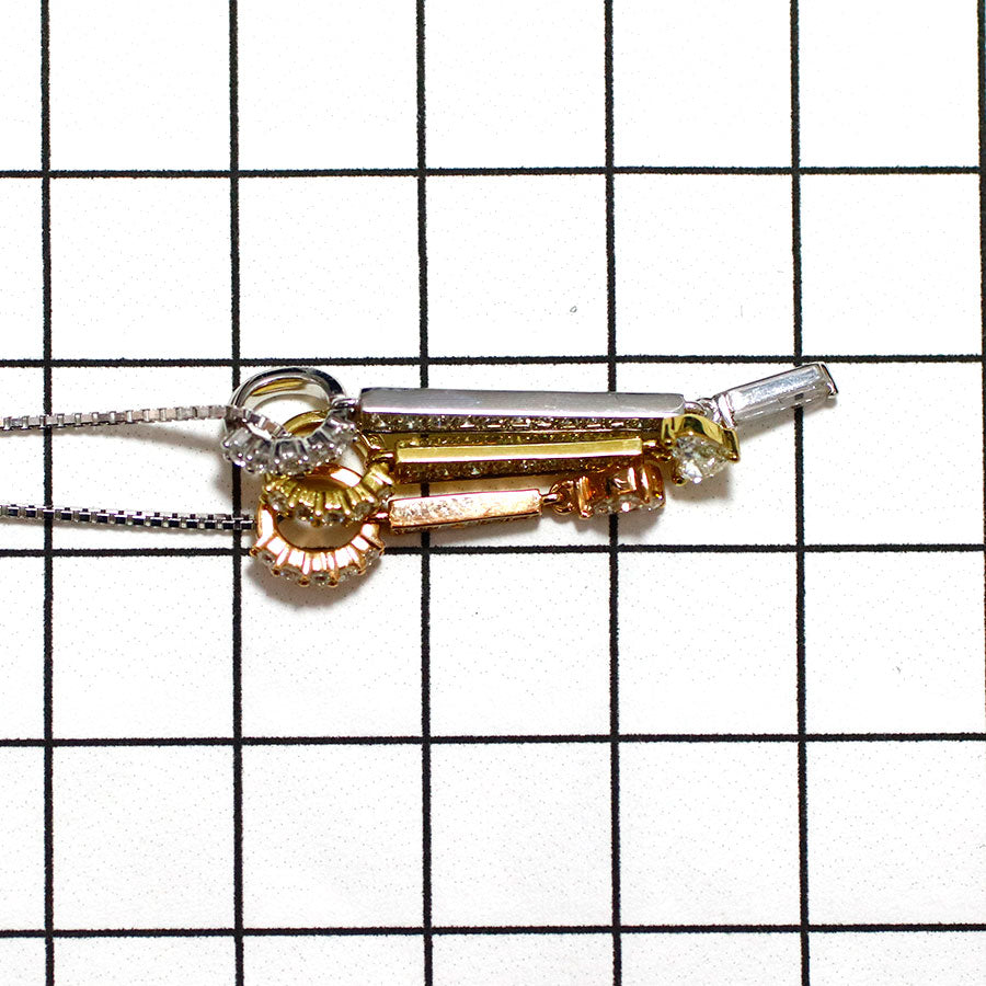K18YG/WG/PG ダイヤモンド ペンダントネックレス D0.64ct