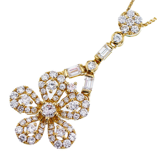 K18WG大ぶりダイヤモンドペンダントネックレス D1.00ct50cm