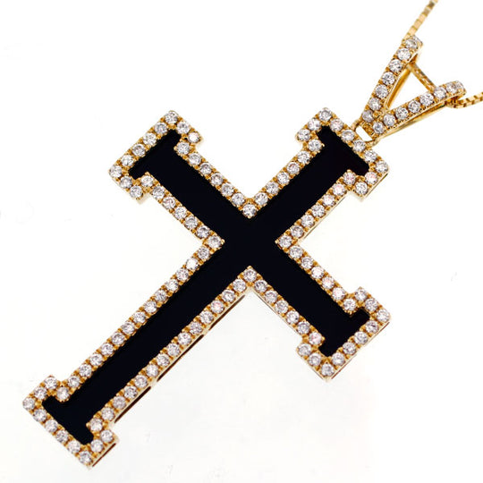 K18YG ダイヤモンド オニキス ペンダントネックレス D1.00ct