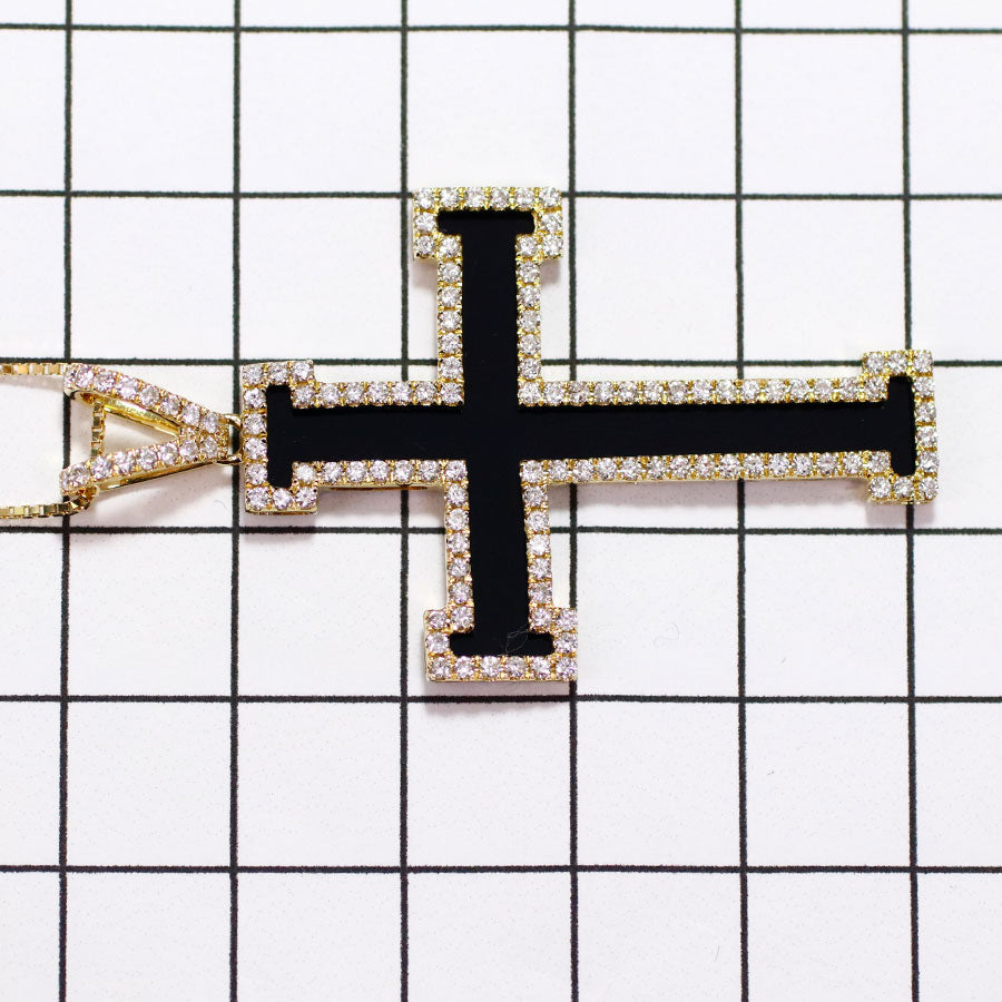 K18YG ダイヤモンド オニキス ペンダントネックレス D1.00ct