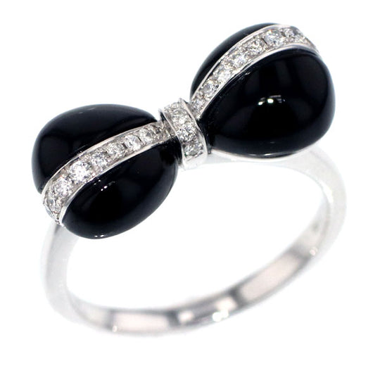 K18WG ダイヤモンド オニキス リング D0.18ct