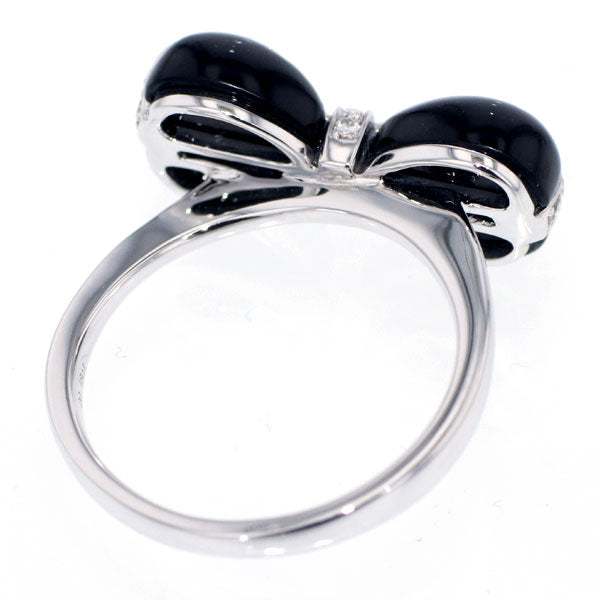 K18WG ダイヤモンド オニキス リング D0.18ct