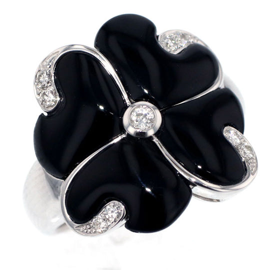 K18WG ダイヤモンド オニキス リング D0.13ct