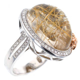 K18WG ルチルクオーツ ダイヤモンド リング 27.10ct D0.57ct